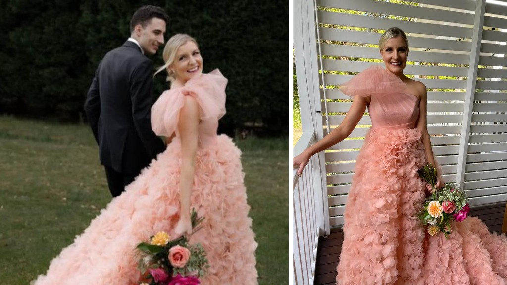 Camille rompt la tradition avec une robe de mariée rose : « C'est censé